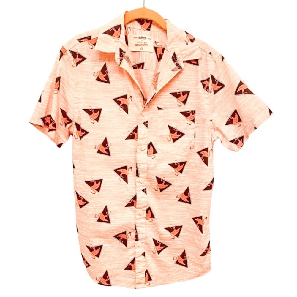 Urban Pipeline - Short Sleeve Button Down - Flamingo Print - Men's Small